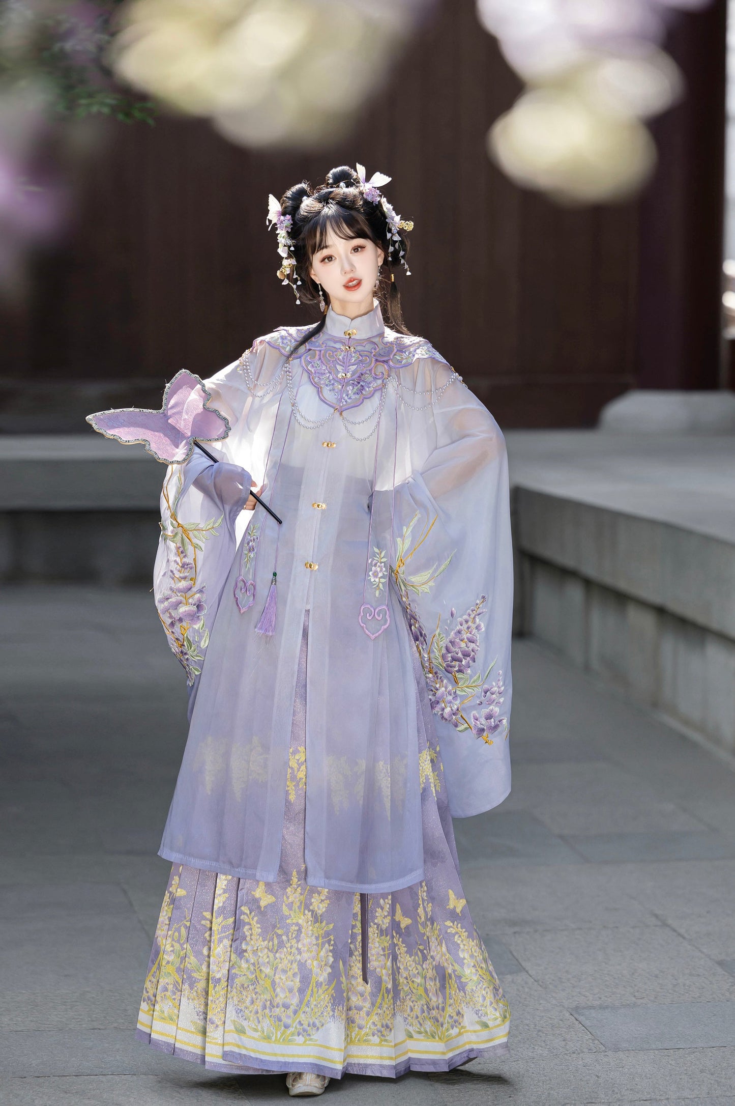 Wisteria 紫藤 - Robe & Mamianqun Ming Dynasty Hanfu Set