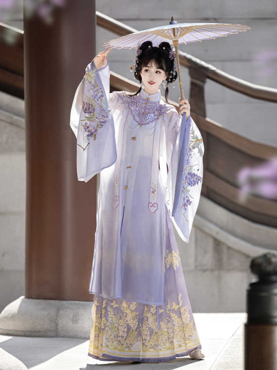 Wisteria 紫藤 - Robe & Mamianqun Ming Dynasty Hanfu Set