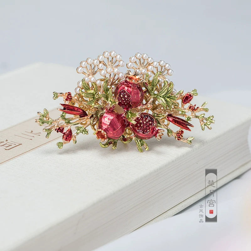 Hanfu Hair Accessories Set: Pomegrante