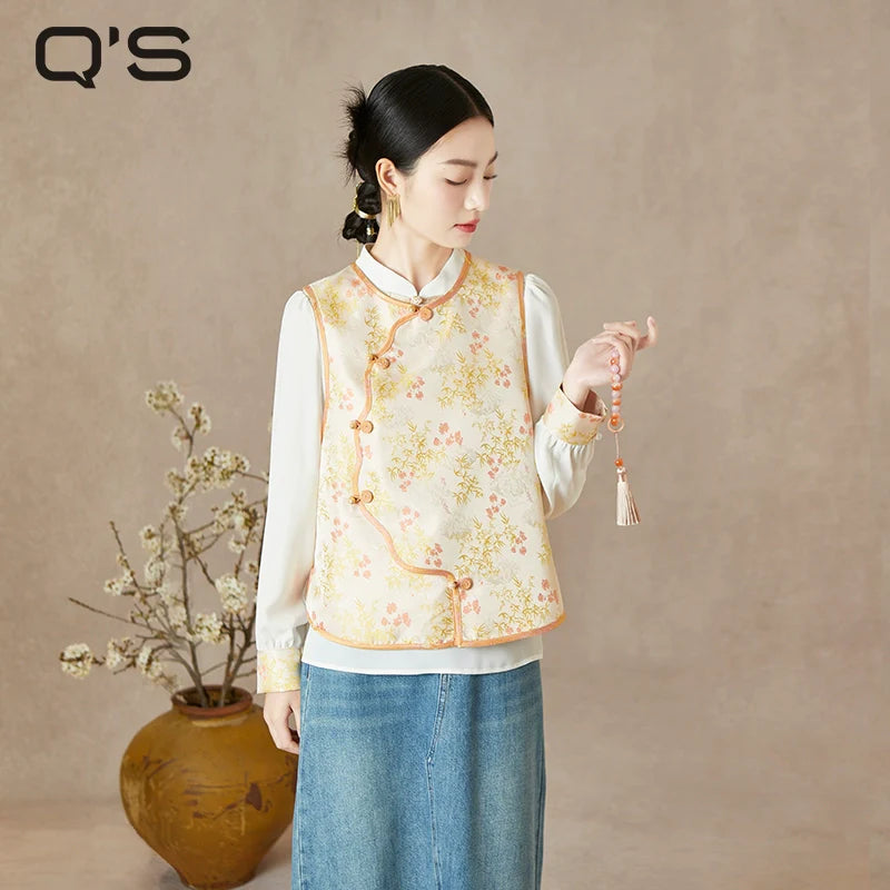 Sweet Tangerine - New Chinese Style Jacquard Women Vest