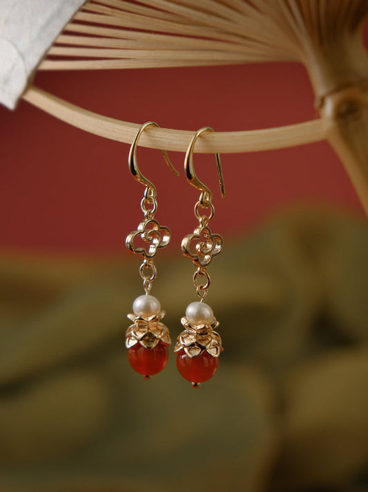 Red Clouds Chinese Style Earrings