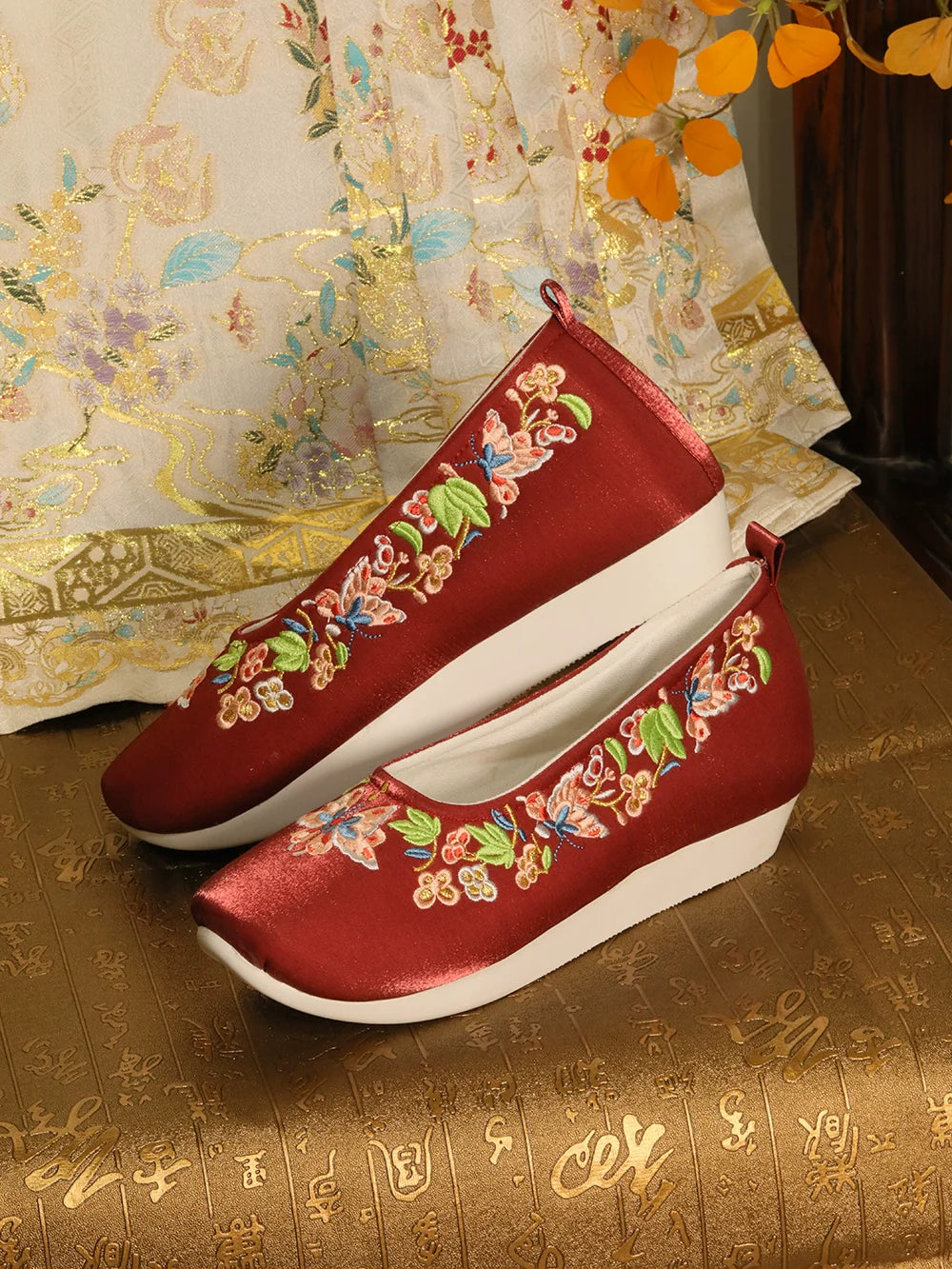 Deep Rose - Traditional Satin Shoes for Hanfu
