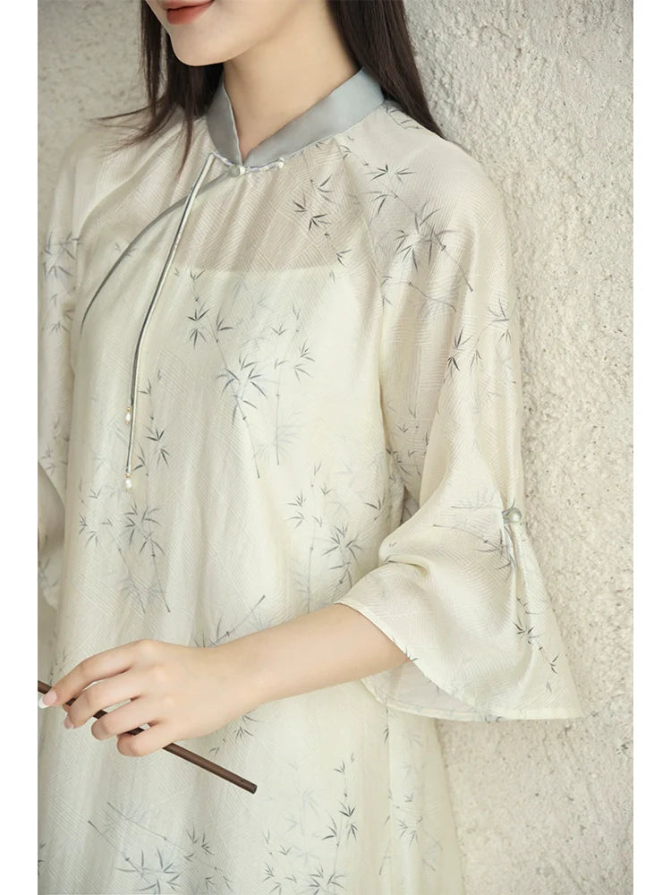 Ink Bamboo - New Chinese Style Summer Cheongsam (Preorder)