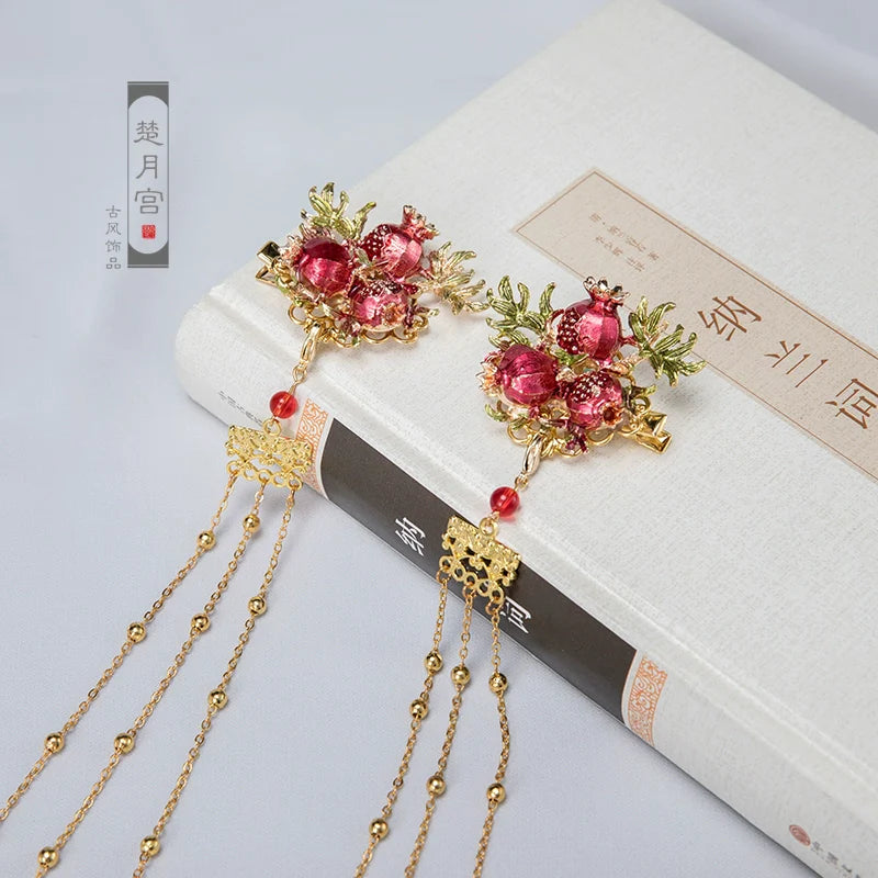 Hanfu Hair Accessories Set: Pomegrante
