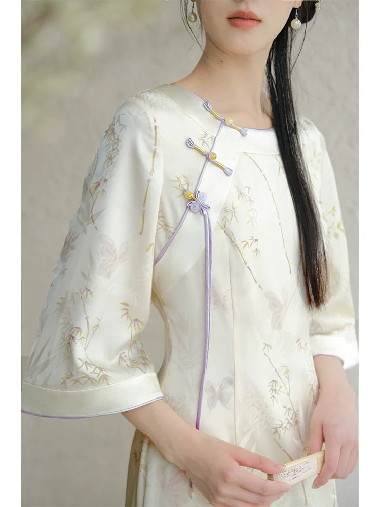 Bamboo Leaf - New Chinese Style Cheongsam Dress (Preorder)