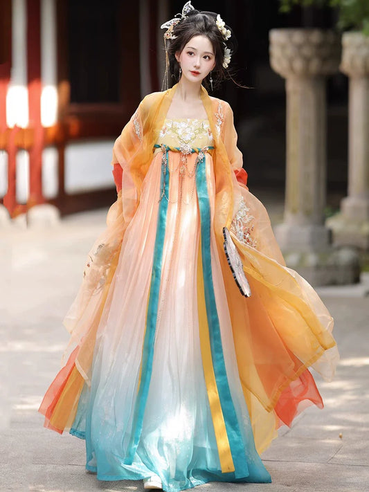 Listen to Rain 听雨 - Tang Dynasty Style Hanfu Dress Heziqun