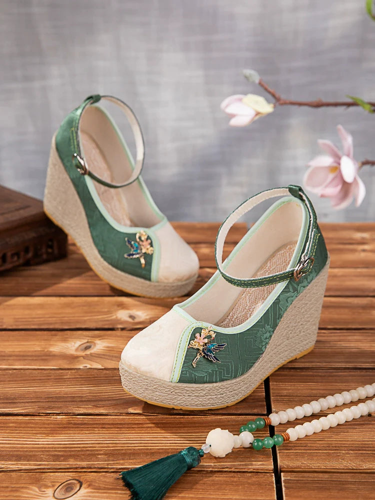 Delilah - Wedge Heels Embroidered Cheongsam Shoes