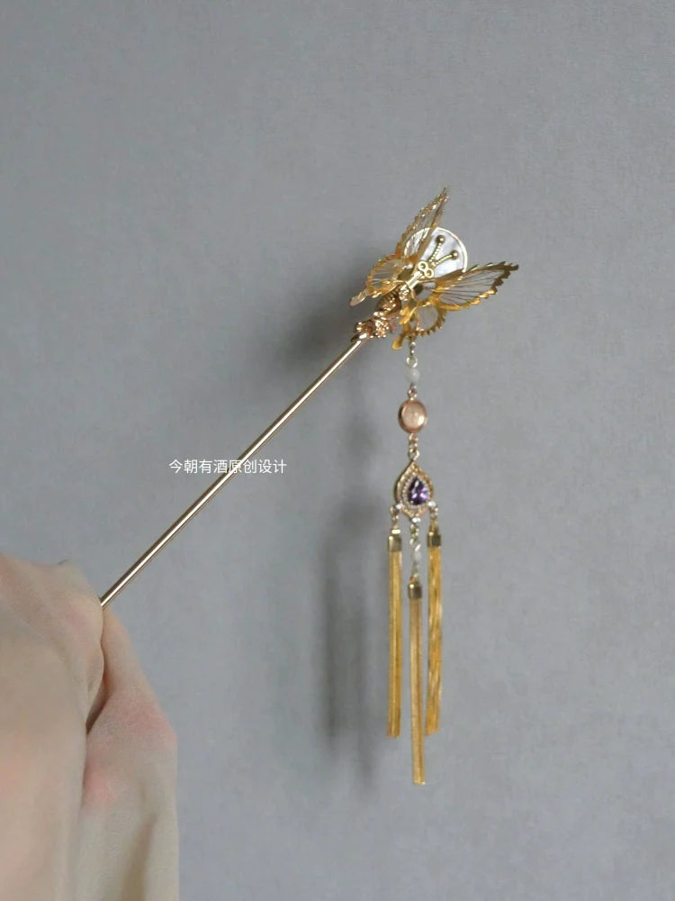 Hair Stick: Butterfly Loves Flowers