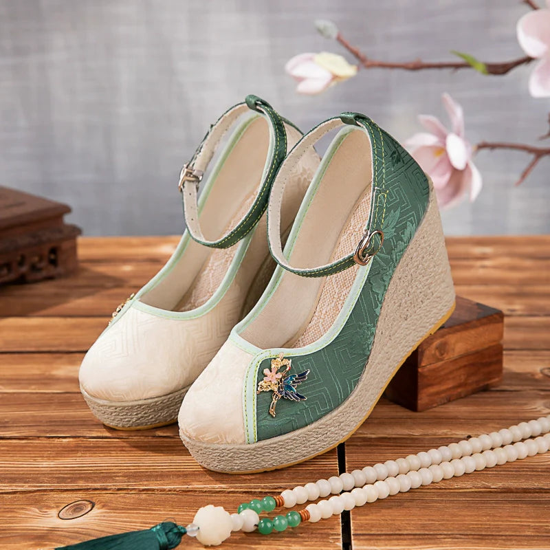 Delilah - Wedge Heels Embroidered Cheongsam Shoes