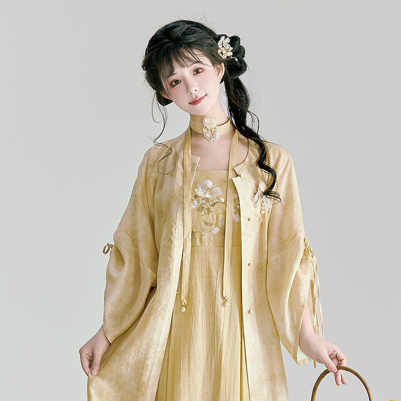 Spring Reflection 春映 - Modern Hanfu Slip Dress Cardigan Set