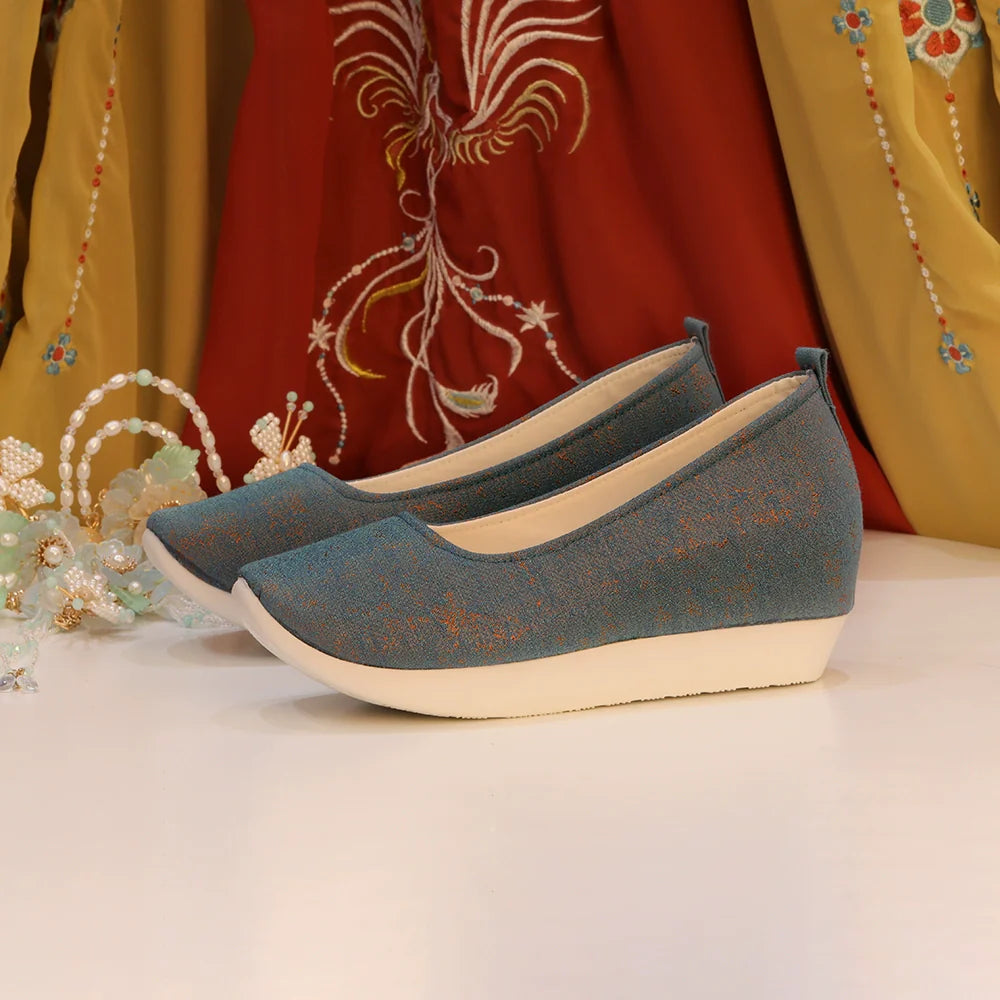 Golden Jade Leaf - Traditional Satin Shoes for Hanfu