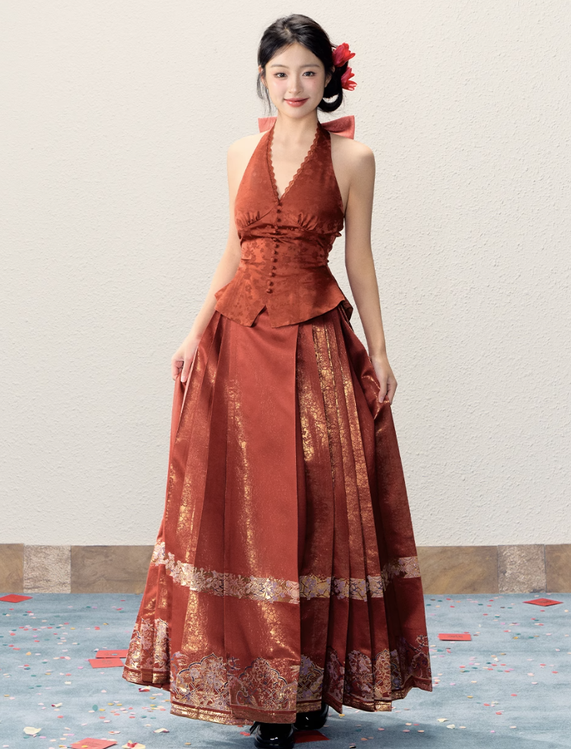 Ming Dynasty Modern Hanfu, Mamianqun, Bonfire 一信笺春