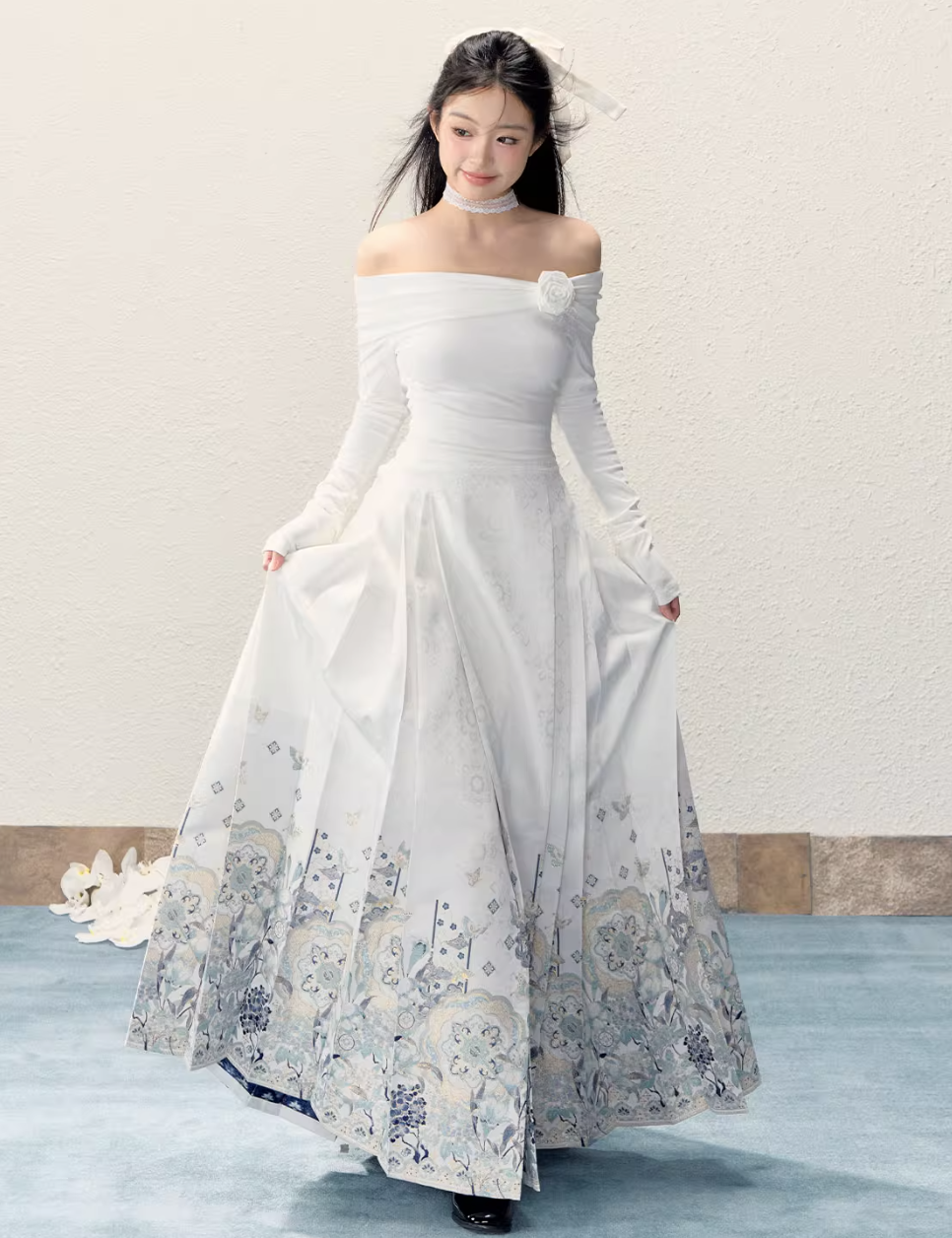Ming Dynasty Modern Hanfu, Mamianqun, Snow Lady 轻罗