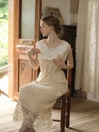 Vintage Lace Cream Knit Dress