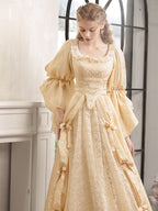 Soft Yellow Vintage Lace Princess Dress