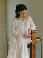 Ethereal White Pleated Chiffon Blouse