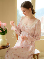 Vintage Lace Trim Floral Nightgown