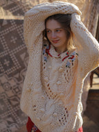Floral Collared Cozy Knit Sweater