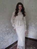 Vintage Lace Peplum Top & Skirt