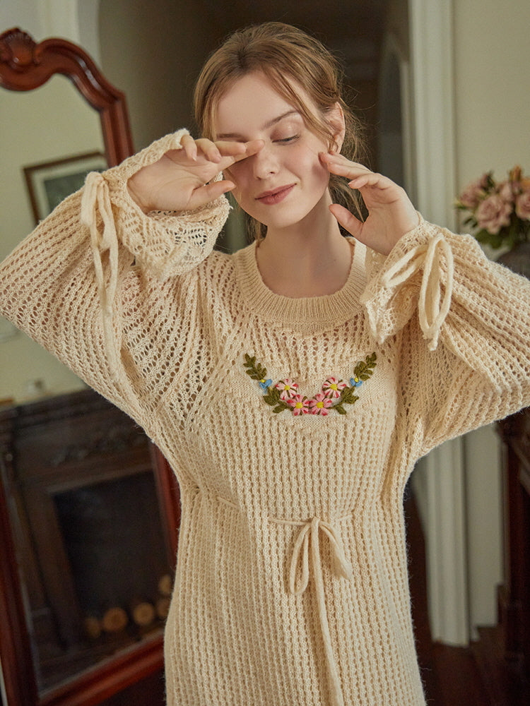 Floral Embroidered Cottagecore Dress