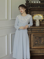 Powder Blue Lace Collar Knit Dress