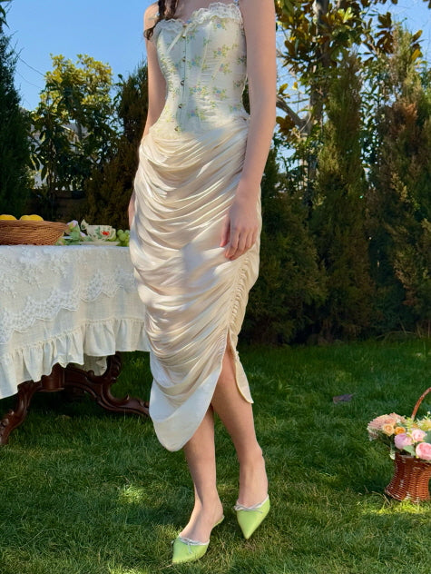 Roseveil Draped Satin Skirt