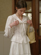 Victorian Bow-Tie Cotton Blouse