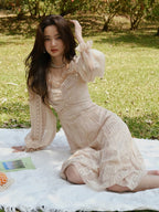 Elara's Dreamy Garden Pink Dress