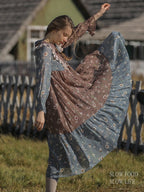 Autumn Patchwork Chiffon Dress