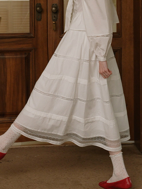 White Lace Trim Vintage Skirt