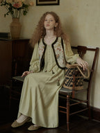 Vintage-Inspired Embroidered Buttoned Dress
