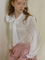 Elegant Ivory Bow Tie Blouse