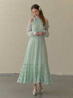 Mint Whispers Cold-Shoulder Dress