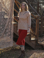 Floral Embroidered Ruffle Knit Sweater