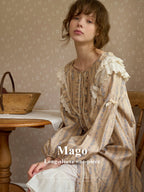 Vintage Lace-Trimmed Floral Nightgown