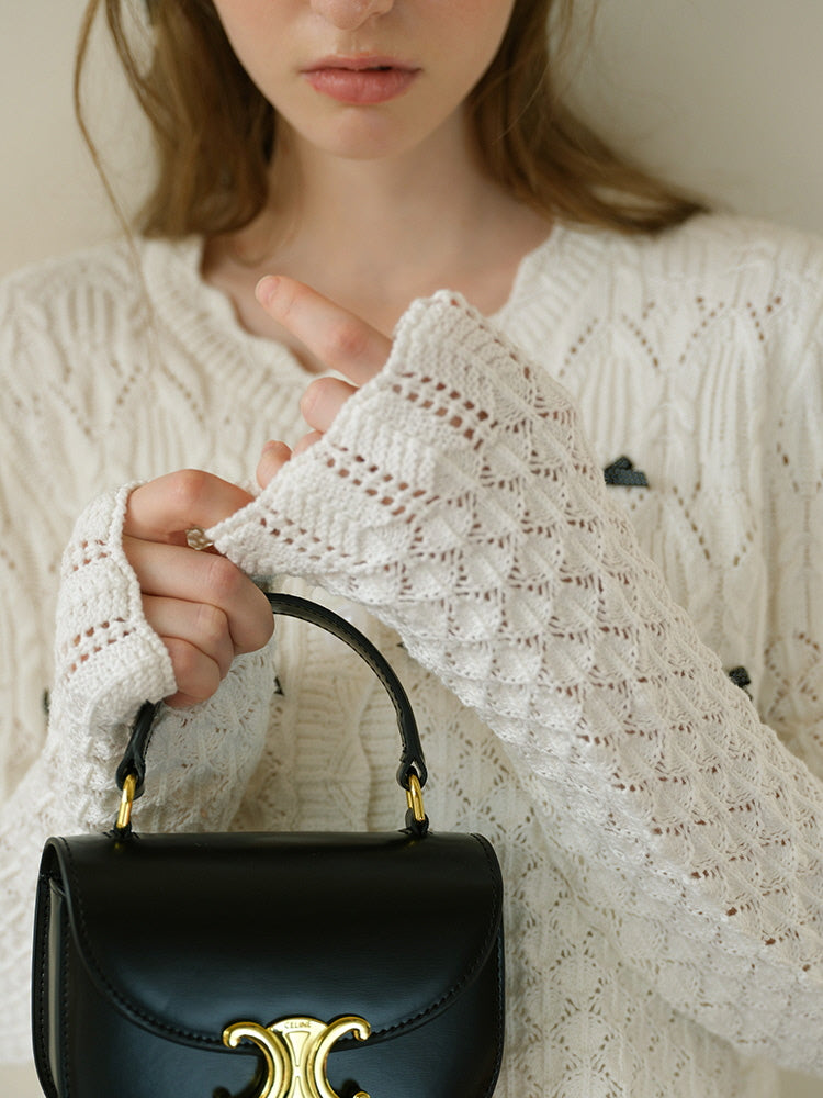 Ethereal Bow-Embellished Knit Cardigan