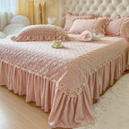 Princess Velvet Rose Ruffle Bedding Set