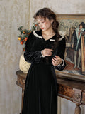 Velvet Lace Collar Black Dress