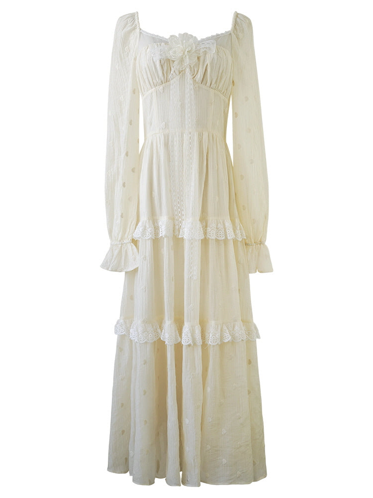Lace Bloom Tiered Dress