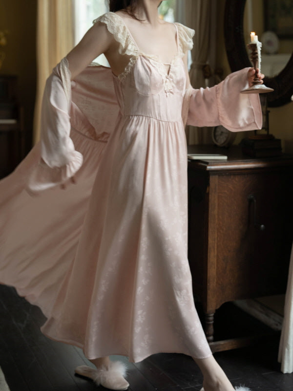 Blush Rose Garden Lace Nightgown Set