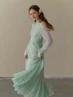 Mint Whispers Cold-Shoulder Dress