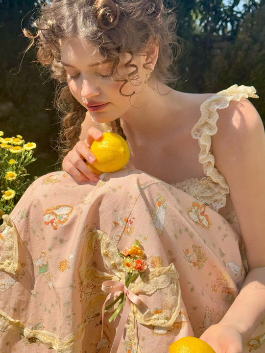 Whimsical Oil Painting Cottage Dress
