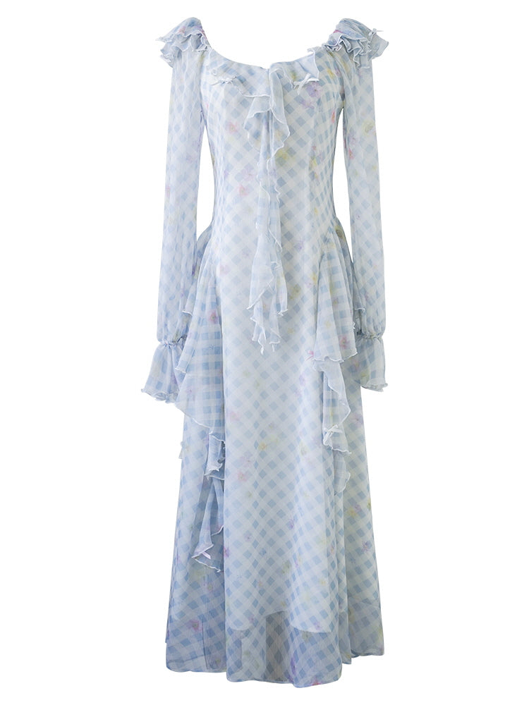 Blue Gingham Ruffle Dream Dress