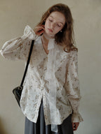Vintage Floral Lace Collar Blouse