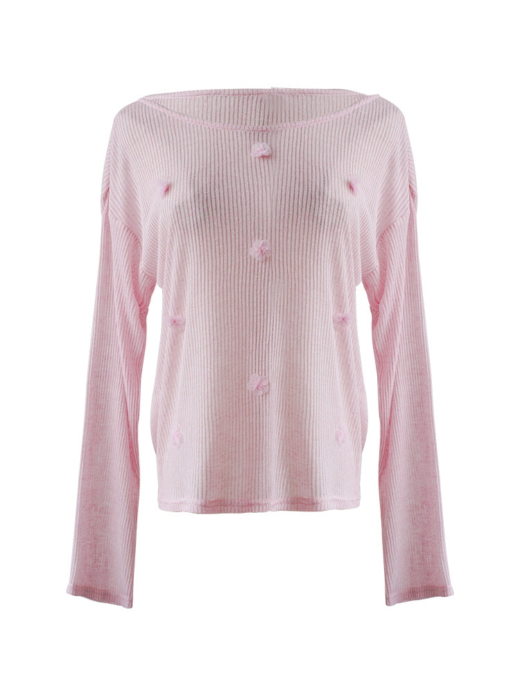 Soft Blossom Ribbed Knit Top
