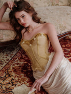 Golden Petal Embroidered Corset