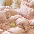 Princess Velvet Rose Ruffle Bedding Set