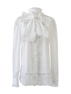 Victorian Lace Trim Bow-Tie Blouse
