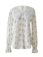 Vintage Floral Lace Collar Blouse