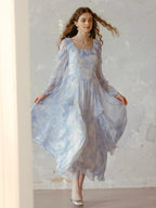 Whimsical Light Blue Ruffled Fairytale Dress